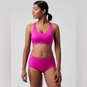 Athleta Malibu Swim Bikini Boyshort Bottoms Fuschia Pink Mid Rise Large NWT